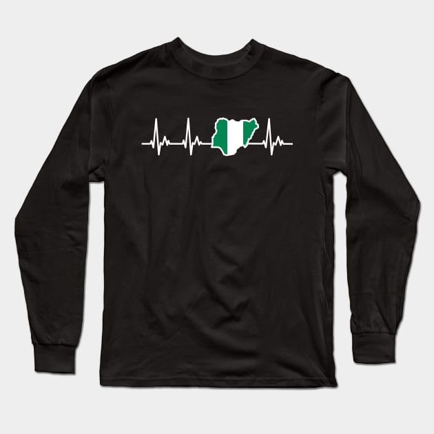 Nigerian Flag Heartline Nigeria Long Sleeve T-Shirt by samshirts